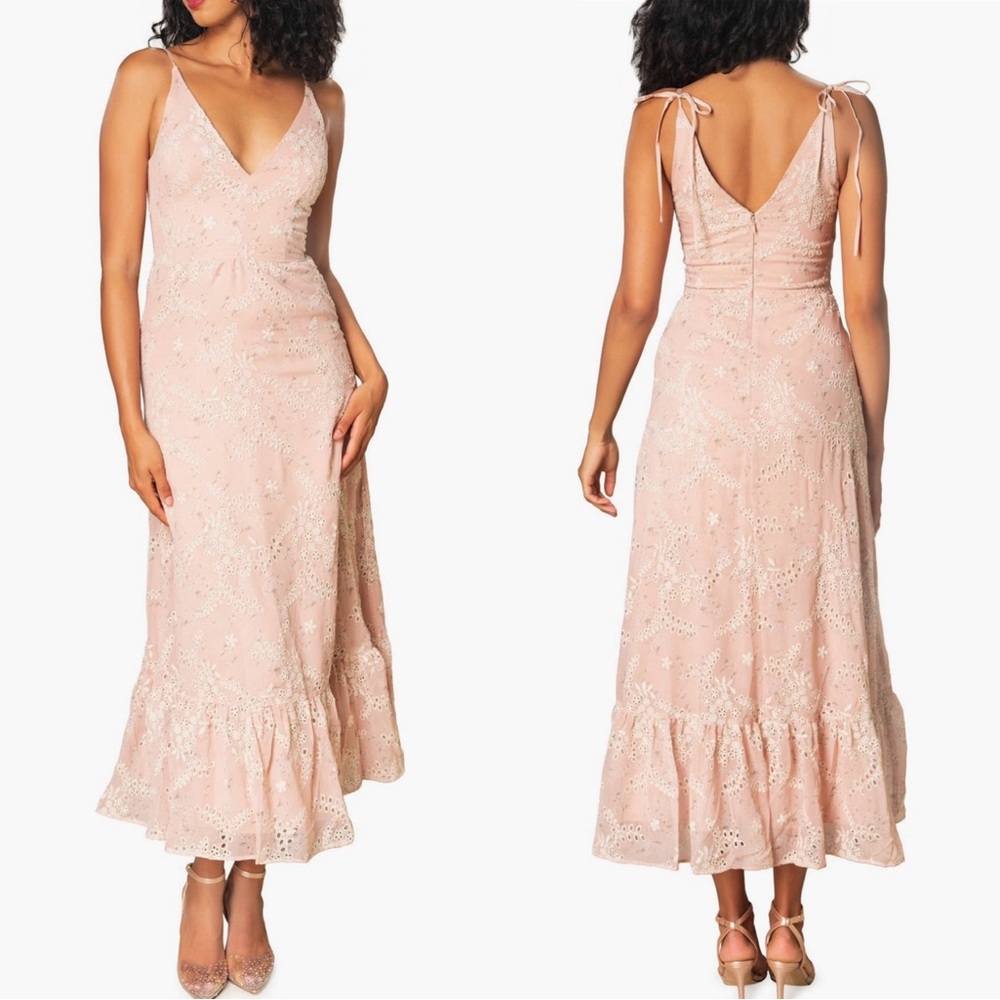 DRESS the POPULATION Sunny Eyelet Floral Embroidered Coquette Dress Wedding L